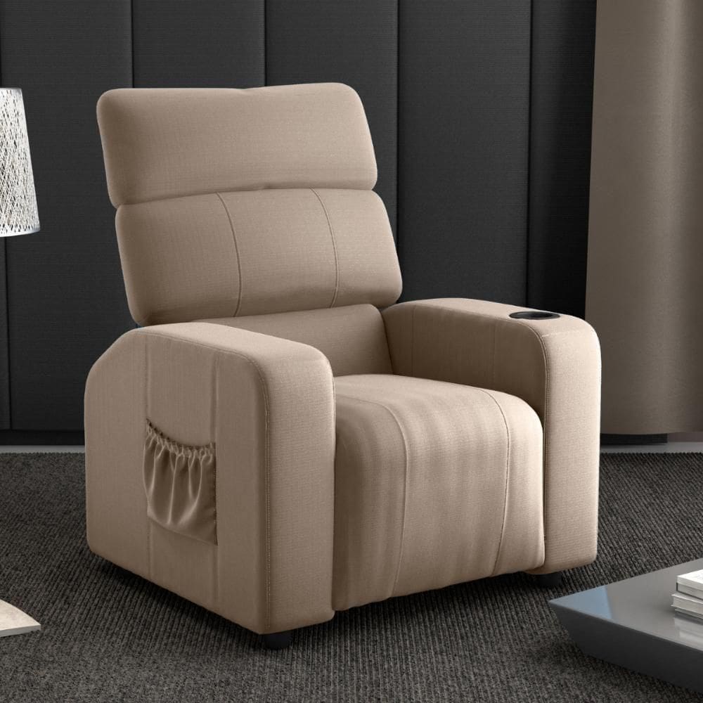 Poltrona Reclinável Para Descanso Pilos Veludo Turkey Cappuccino