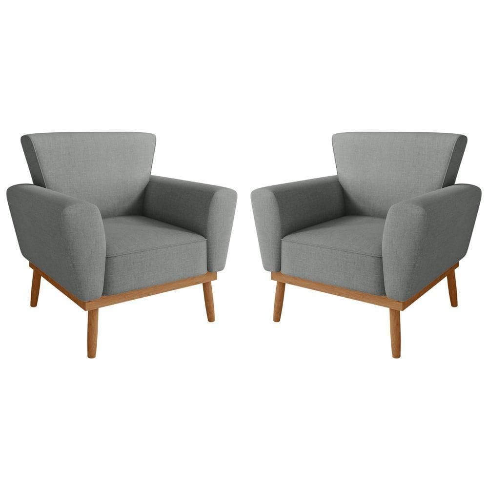 Conjunto Poltrona Para Sala De Recepção Viana Linha Grafite