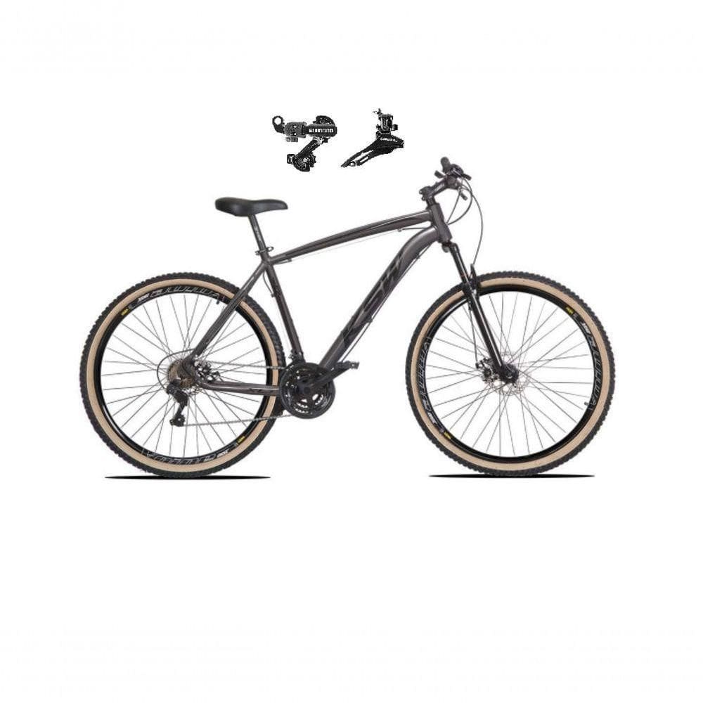 Bicicleta Aro 29 Ksw Xlt Alumínio 24v Câmbios Shimano Garfo Suspensão Pneu Faixa Bege Grafite 15