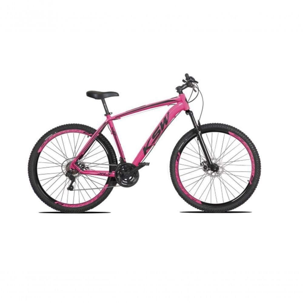 Bicicleta Aro 29 Ksw Xlt Alumínio 27v Freio Disco Mecânico Garfo Suspensão - Rosa Tam.17