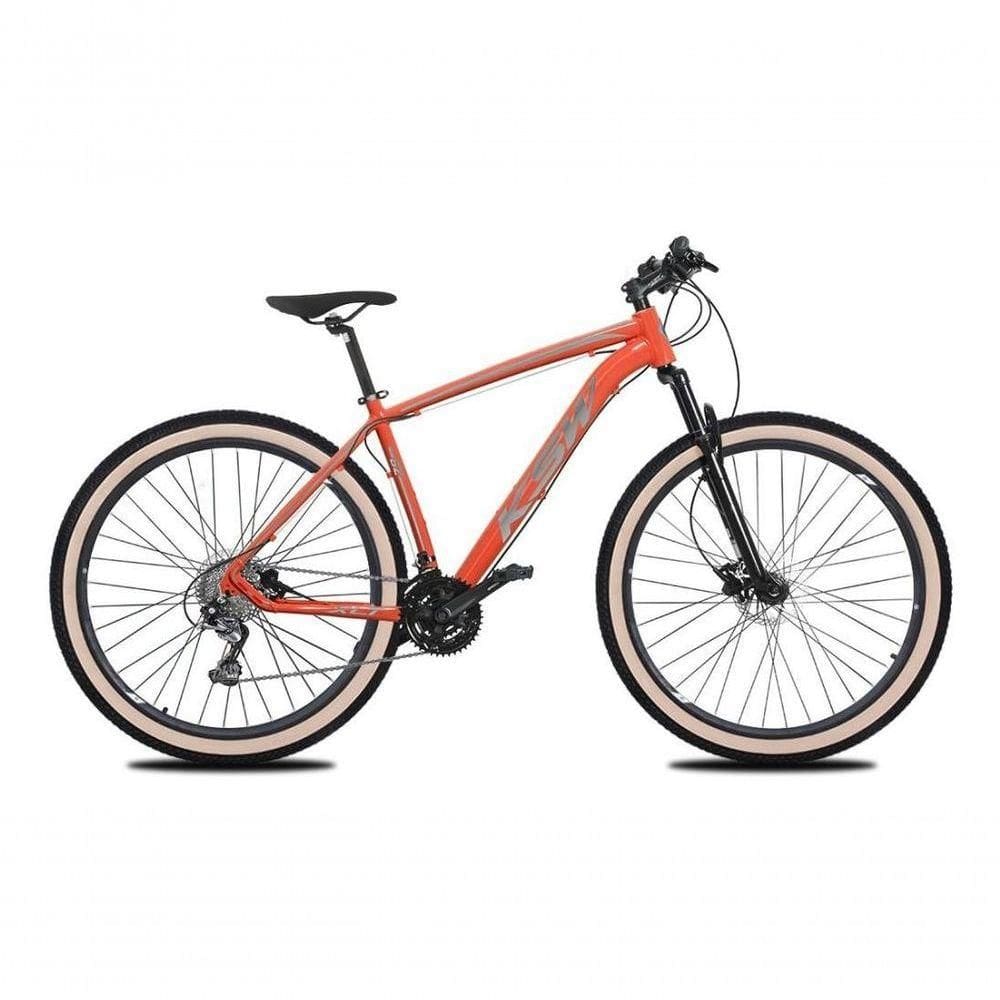 Bicicleta Aro 29 Ksw Xlt 24v K7 Câmbios Shimano Freio Hidráulico Garfo Trava Pneu Faixa - Laranja Tam.15
