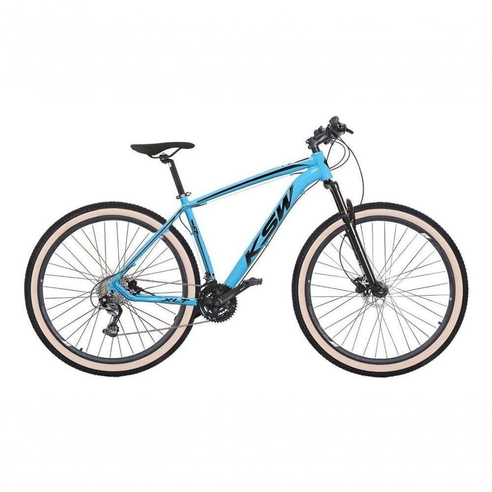 Bicicleta Aro 29 Ksw Xlt 27v Freio Hidráulico K7 Garfo Trava Pneu Faixa - Azul Tam.21