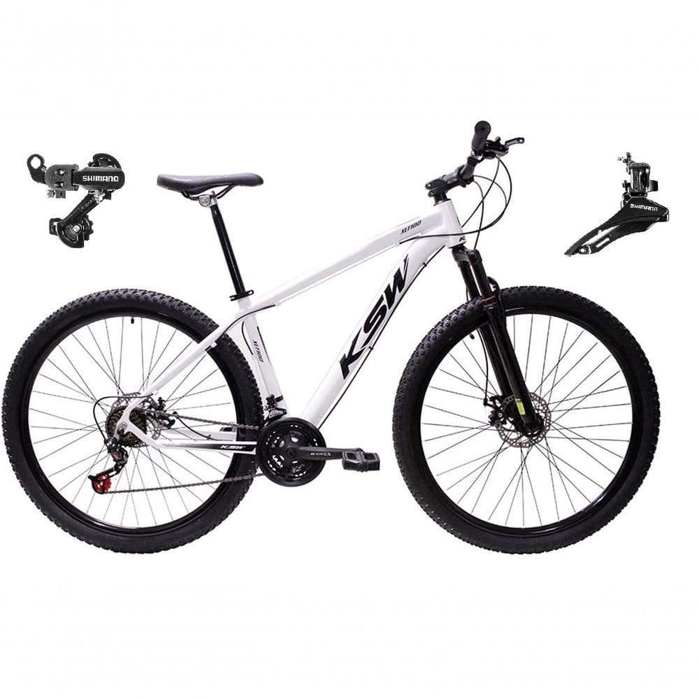 Bicicleta Aro 29 Ksw Xlt Alumínio 24v Câmbios Shimano Garfo Suspensão - Branco Tam.17