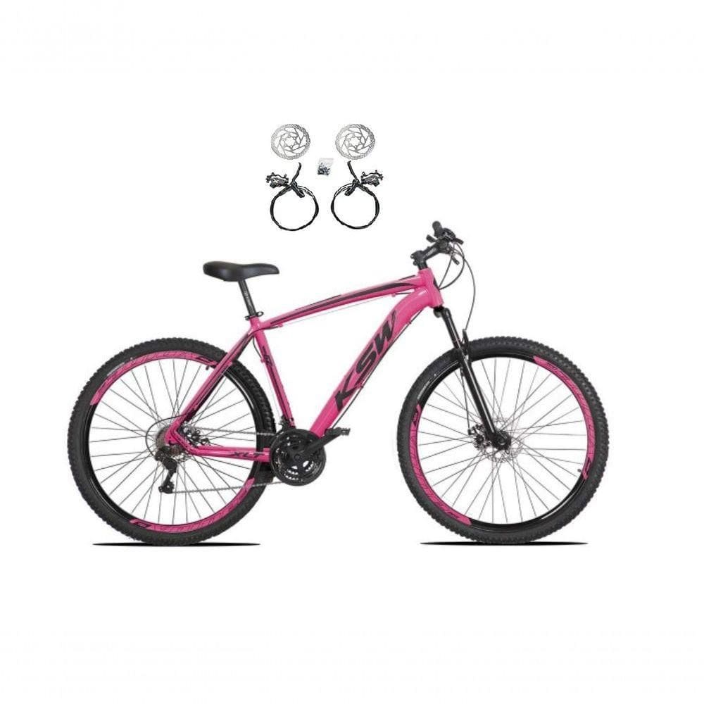 Bicicleta Aro 29 Ksw Xlt 24v Freios Disco Hidráulicos Garfo Suspensão - Rosa Tam.17