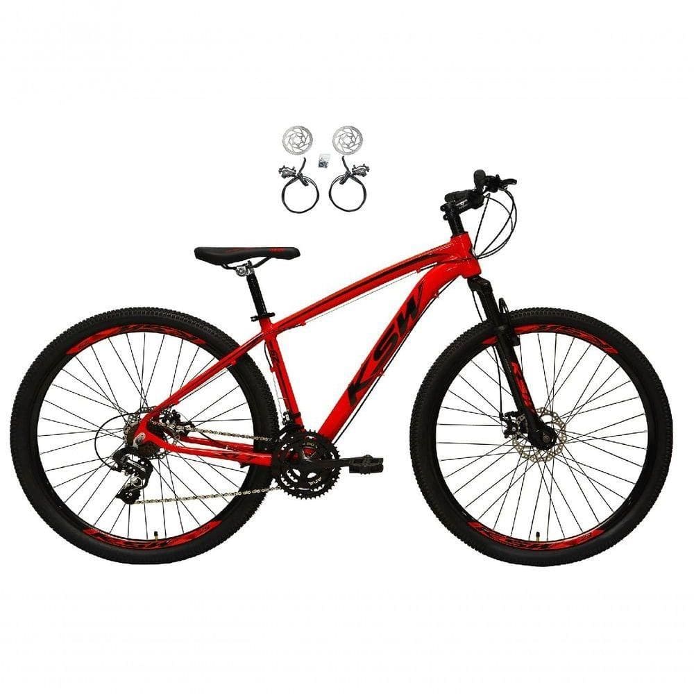 Bicicleta Aro 29 Ksw Xlt 24v Freios Disco Hidráulicos Garfo Suspensão - Vermelho Tam.21
