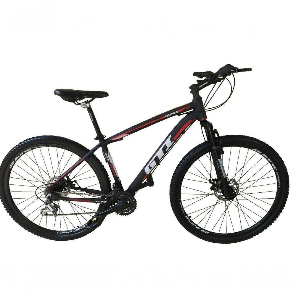 Bicicleta Aro 29 Gti Roma Alumínio 27v Freio Disco Mecânico Garfo Suspensão - Preto/vermelho Tam.15