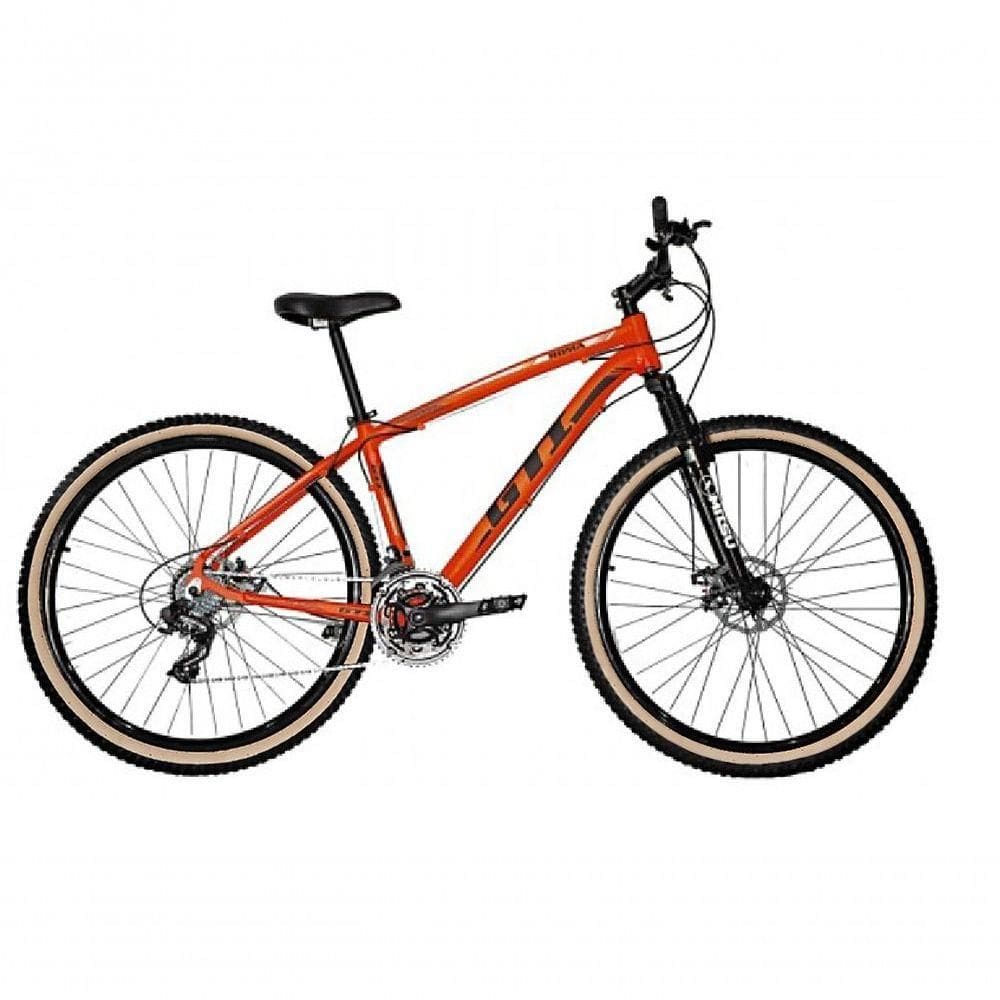 Bicicleta Aro 29 Gti Roma Alumínio 27v Freio Disco Mecânico Pneu Faixa Bege - Laranja Tam.19