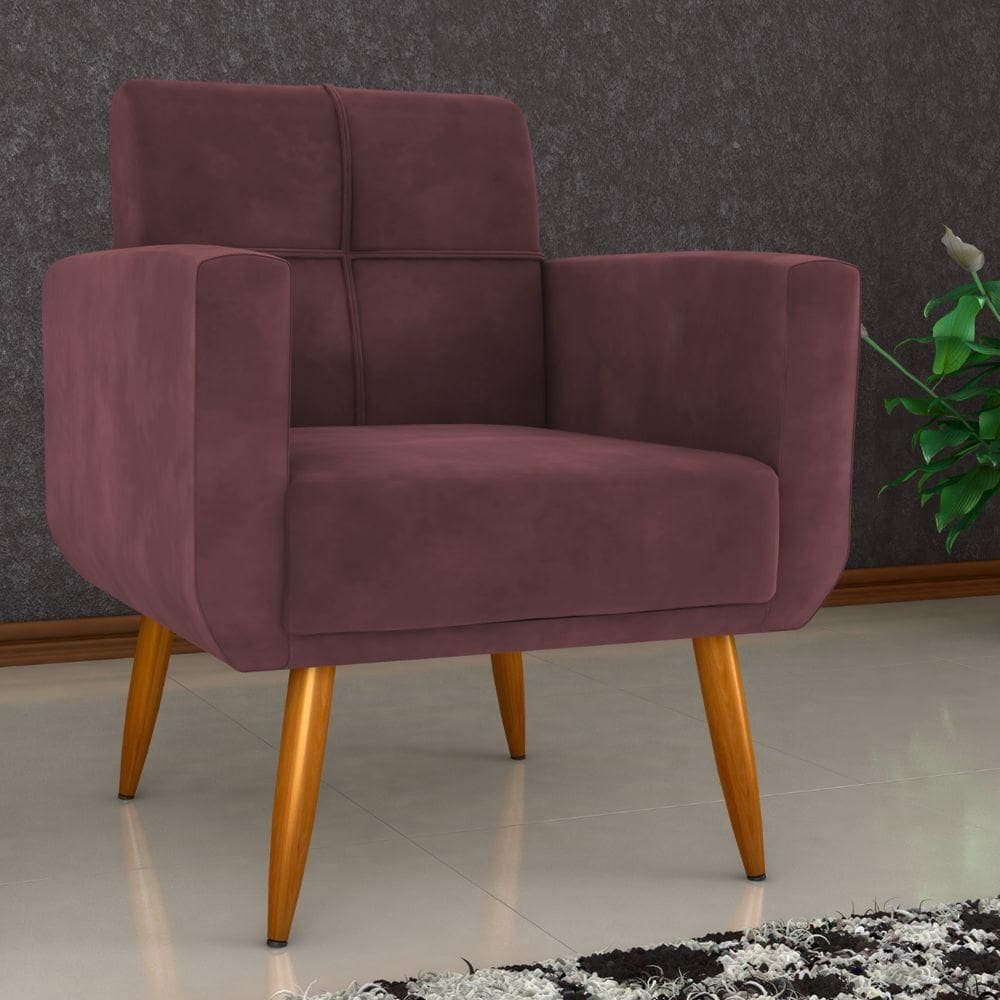 Poltrona Decorativa Juan Veludo Rosê