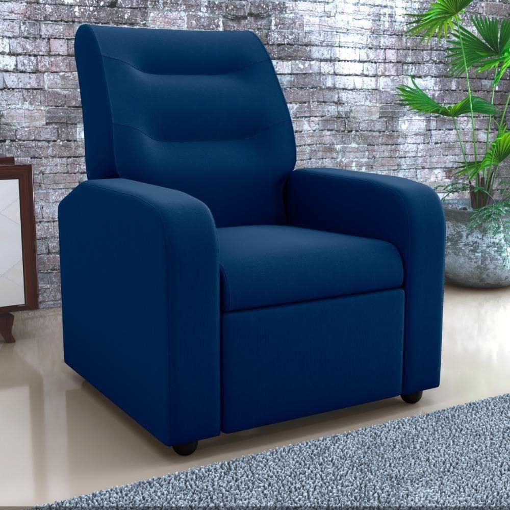 Poltrona Reclinável Decorativa Jersey Veludo Light Azul