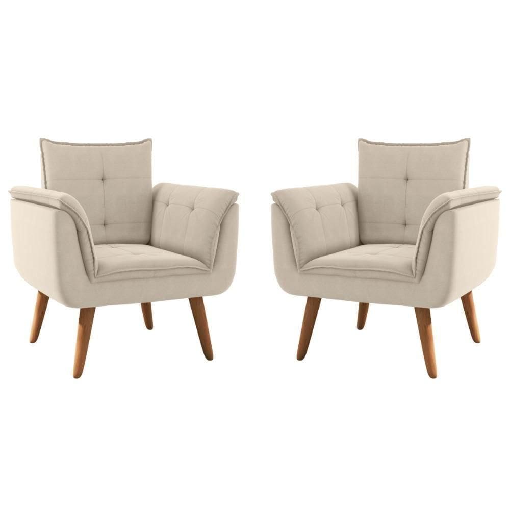 Conjunto Poltrona Decorativa Japeri Inca Areia