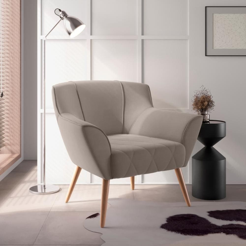 Poltrona De Sala Para Decoração Italva Inca Sépia