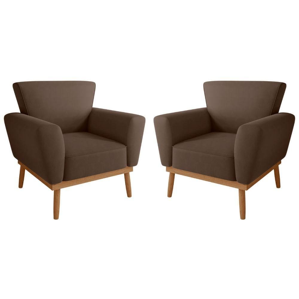 Conjunto Poltrona Para Sala De Recepção Viana Inca Marrom