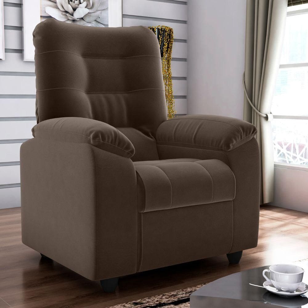 Poltrona Reclinável Almofadada Ripon Veludo Marrom
