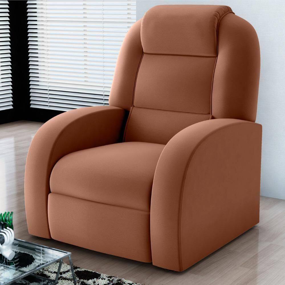 Poltrona Para Sala Reclinável Larry Veludo Cobre