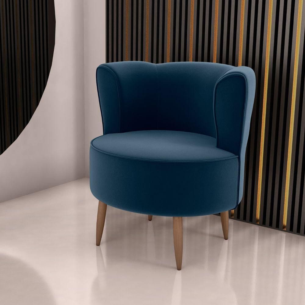 Poltrona Decorativa Para Sala Ariel Veludo Azul