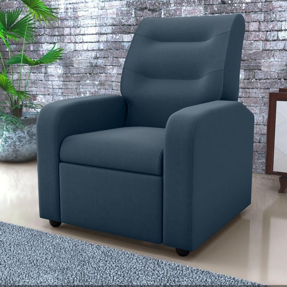 Poltrona Decorativa Reclinável Cecilia Veludo Light Petroleo