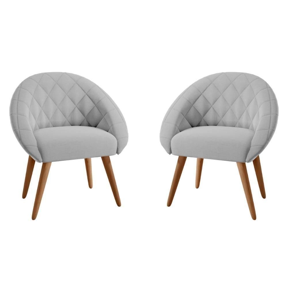 Conjunto Poltrona Para Sala De Recepção Celina Linha Cinza