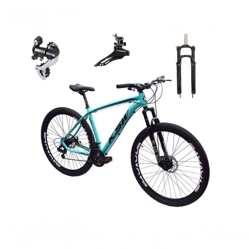 Bicicleta Aro 29 Ksw Xlt 24v Câmbio Shimano Acera K7 Garfo Trava Freio A Disco - Azul Tam.21