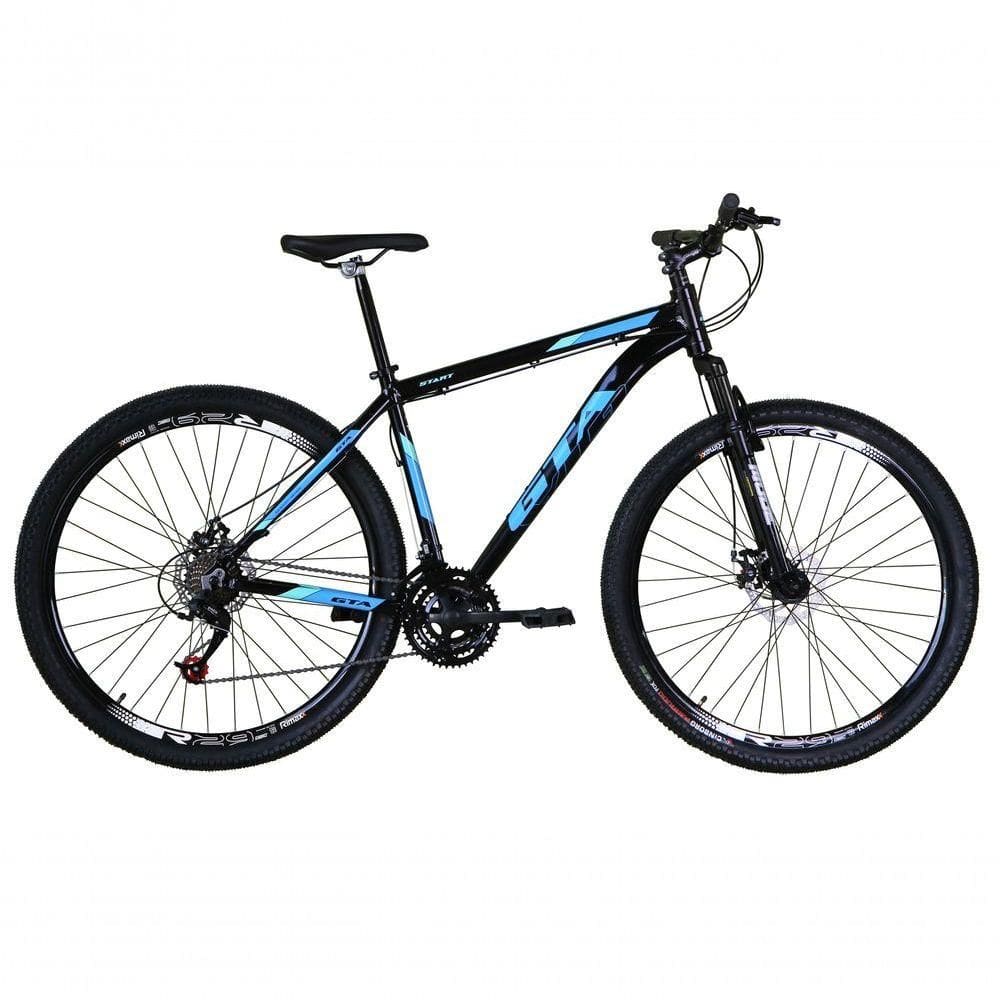 Bicicleta Aro 29 Gta Start 21v Freio A Disco Hidráulico Alumínio Garfo Suspensão - Preto-azul Tam.15