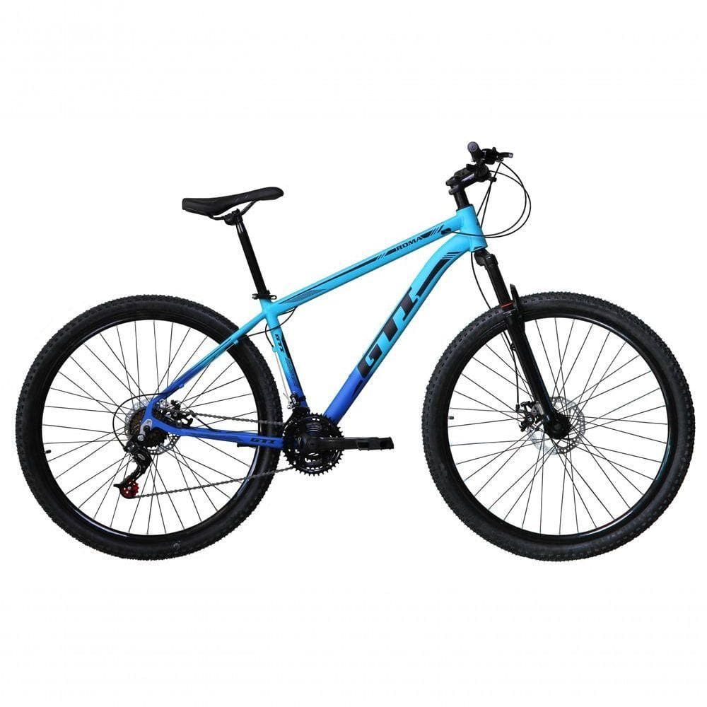 Bicicleta Aro 29 Gti Roma Alumínio 21v Freio A Disco Garfo Suspensão - Azul-azul Tam.19