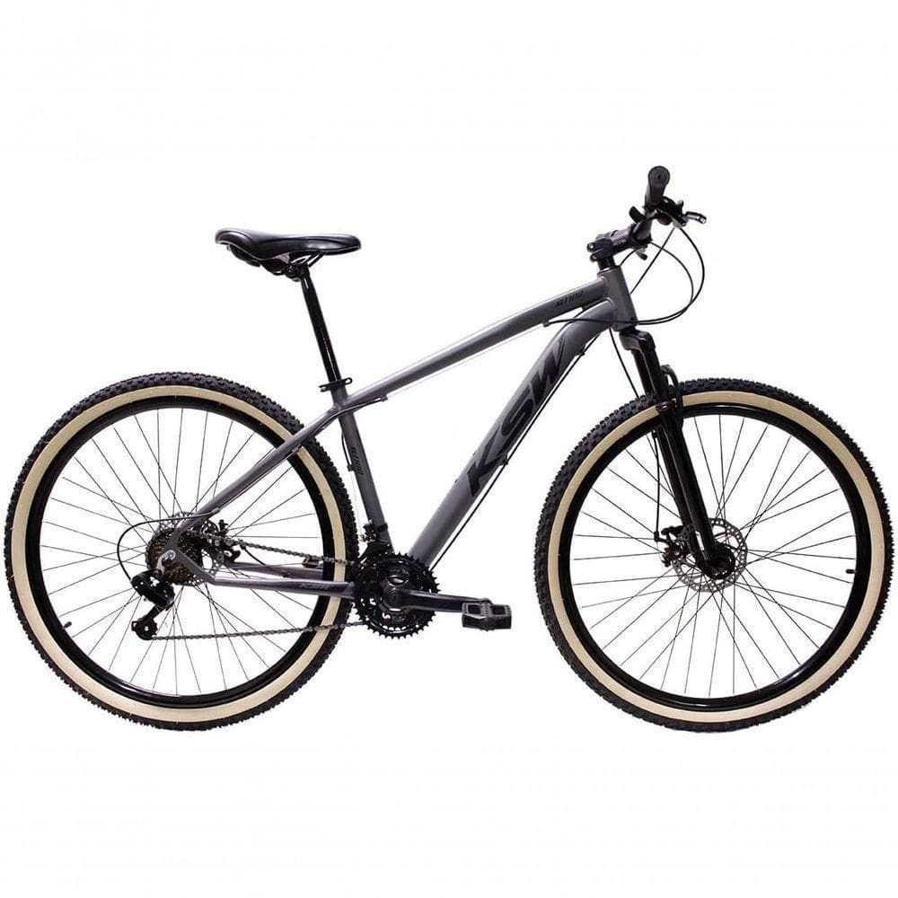 Bicicleta Aro 29 Ksw Xlt Alumínio 27v Freio Disco Mecânico Garfo Suspensão Pneu Faixa - Grafite Tam.17