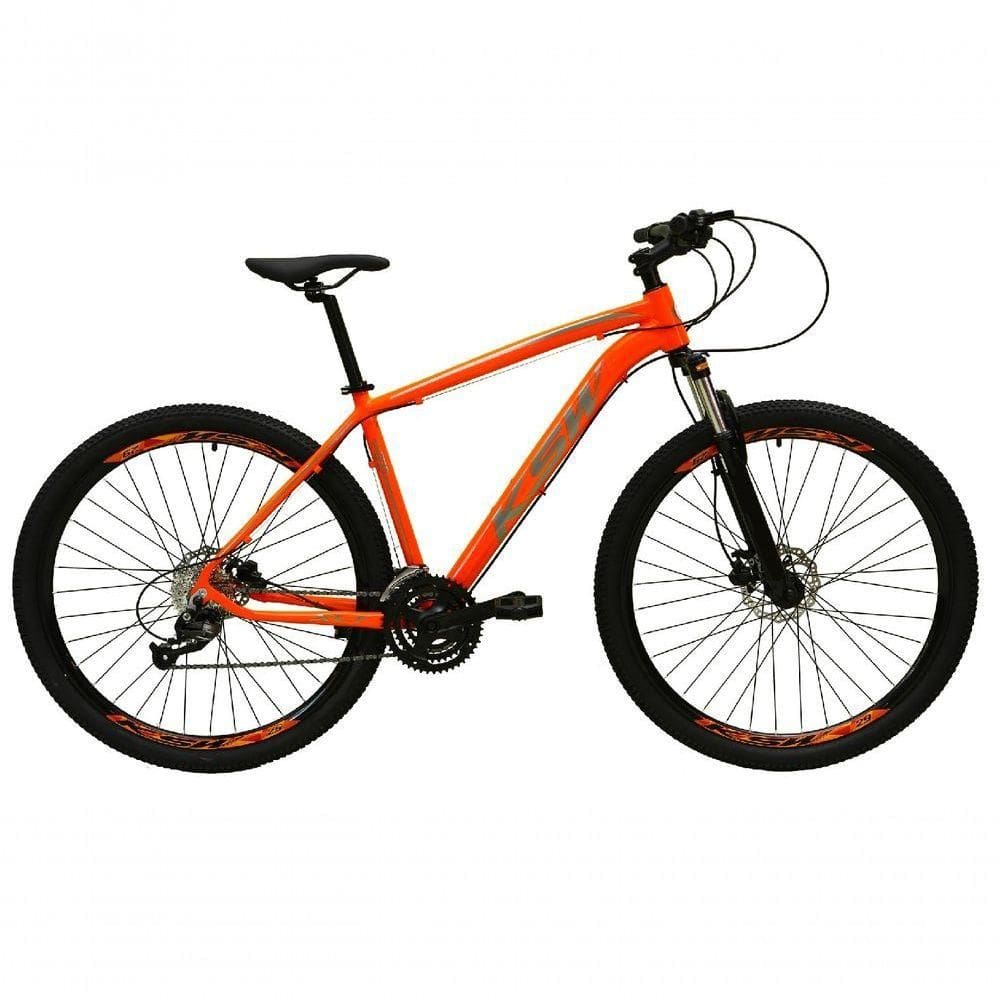 Bicicleta Aro 29 Ksw Xlt Alumínio 24v Câmbios Shimano Garfo Com Trava No Ombro - Laranja Tam.19