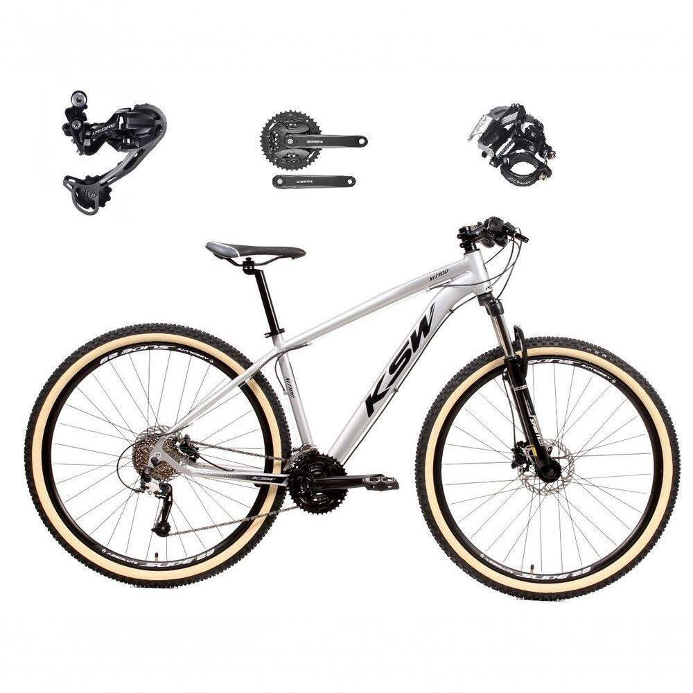 Bicicleta Aro 29 Ksw Xlt Deore E Altus 27v Freio Hidráulico Garfo Trava Pneu Faixa Bege - Branco Tam.15