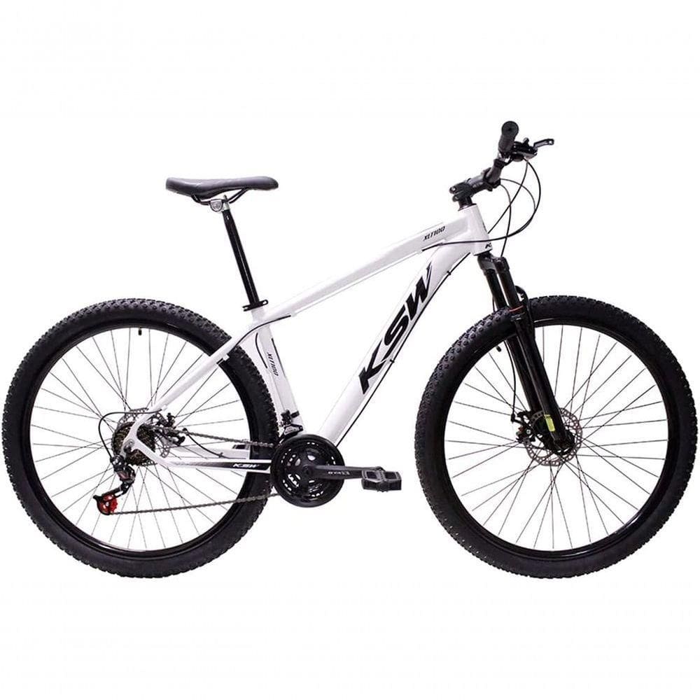 Bicicleta Aro 29 Ksw Xlt Alumínio 27v Freio Disco Mecânico Garfo Suspensão - Branco Tam.19