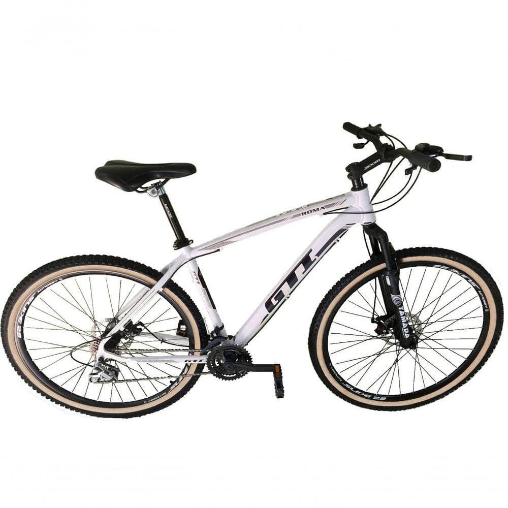 Bicicleta Aro 29 Gti Roma Alumínio 27v Freio Disco Mecânico Pneu Faixa Bege - Branco Tam.15