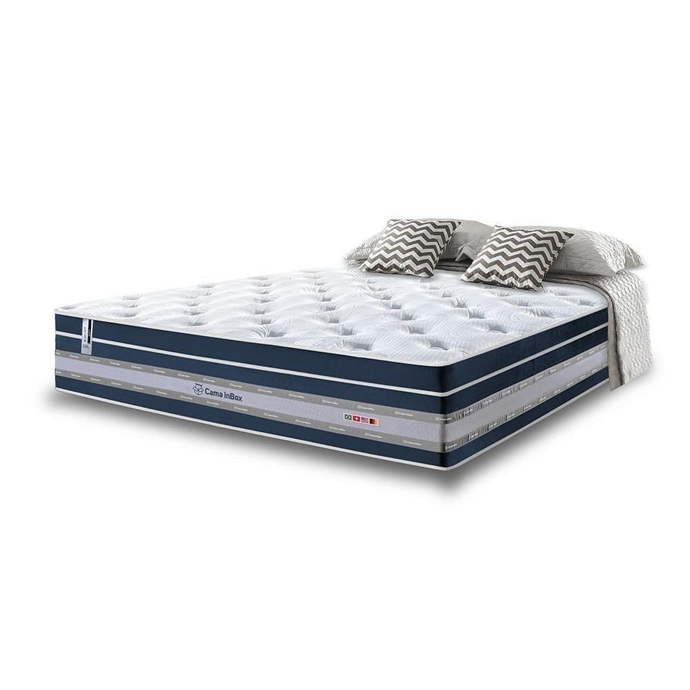 Colchão Casal De Molas Ensacadas Cama Inbox Select Euro Soft 138x188x32 Azul