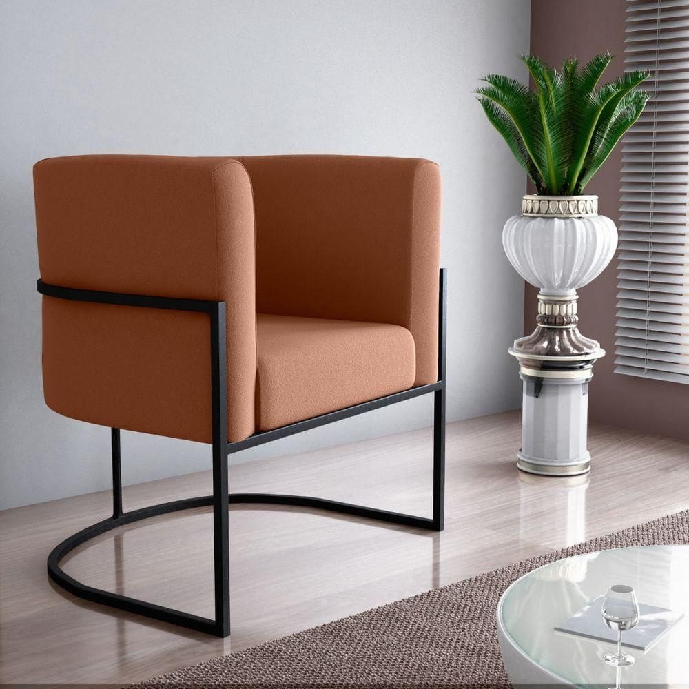 Poltrona Decorativa Para Sala Itália Veludo Ferrugem