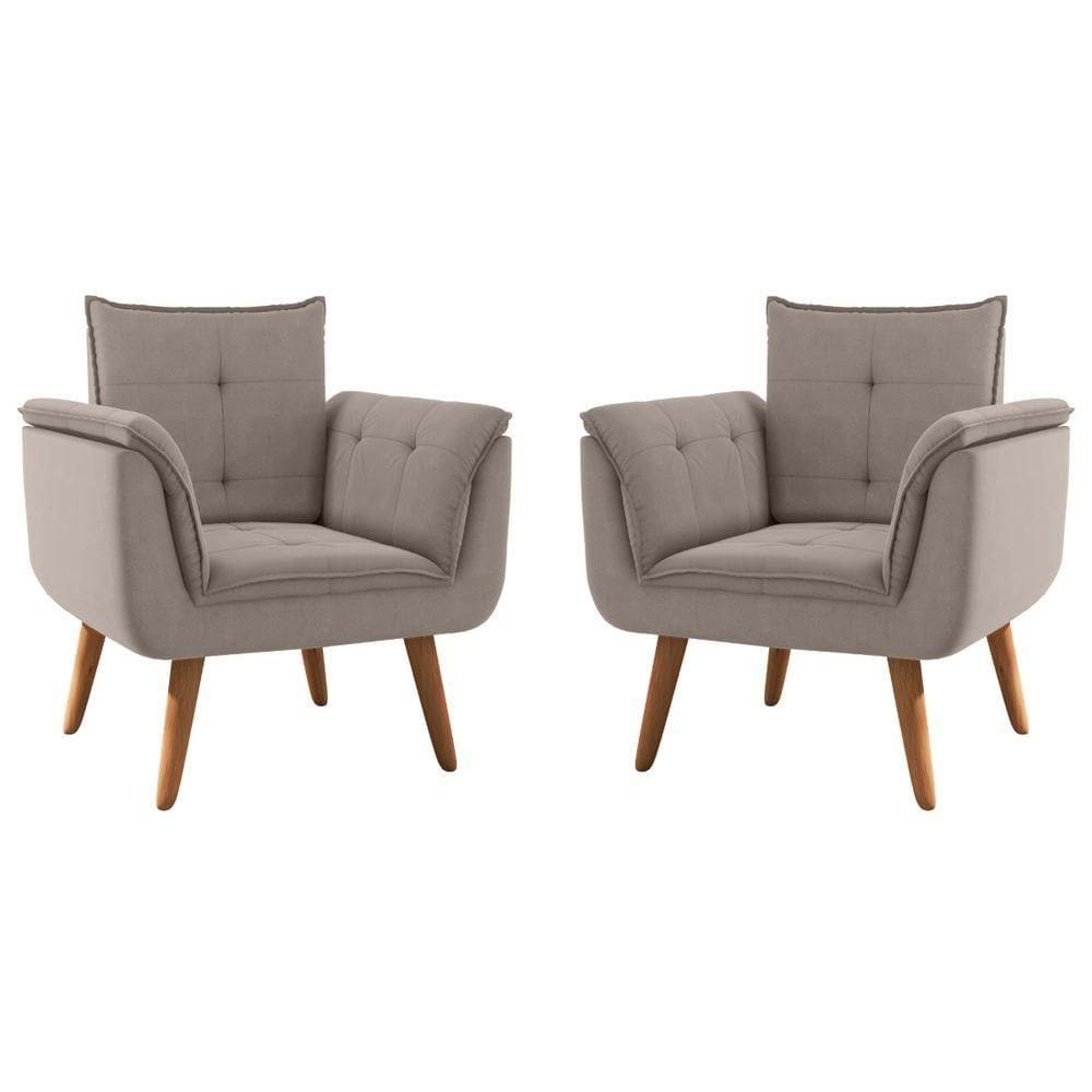 Conjunto Poltrona Para Sala De Recepção Silveiras Inca Sépia