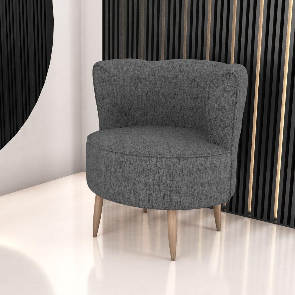 Poltrona Decorativa Para Sala Ariel Linho Chumbo