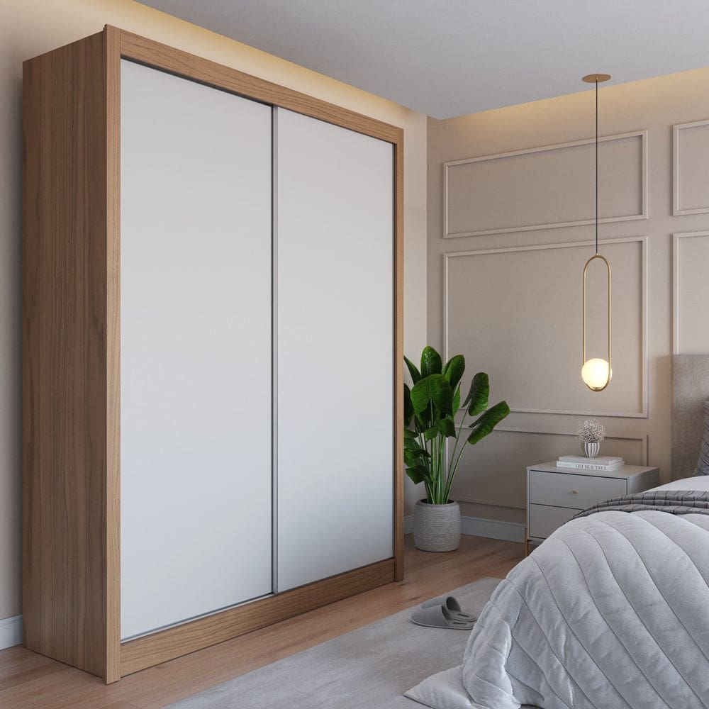 Guarda-roupa Montclair 2 Portas 100% Mdf - caixa com 5 Unidade - Canella / Off White