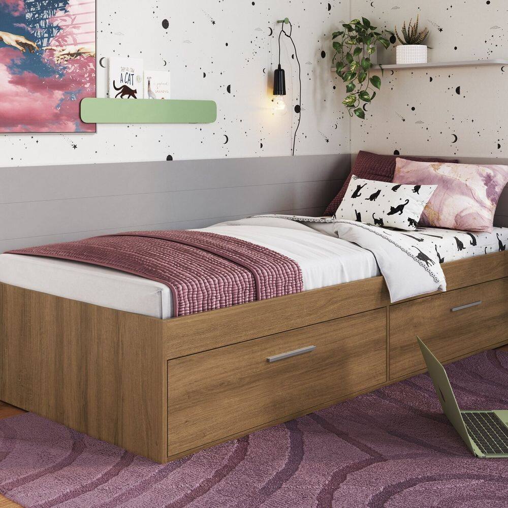 Cama Solteiro com 2 Portas 80 Tókio Mel