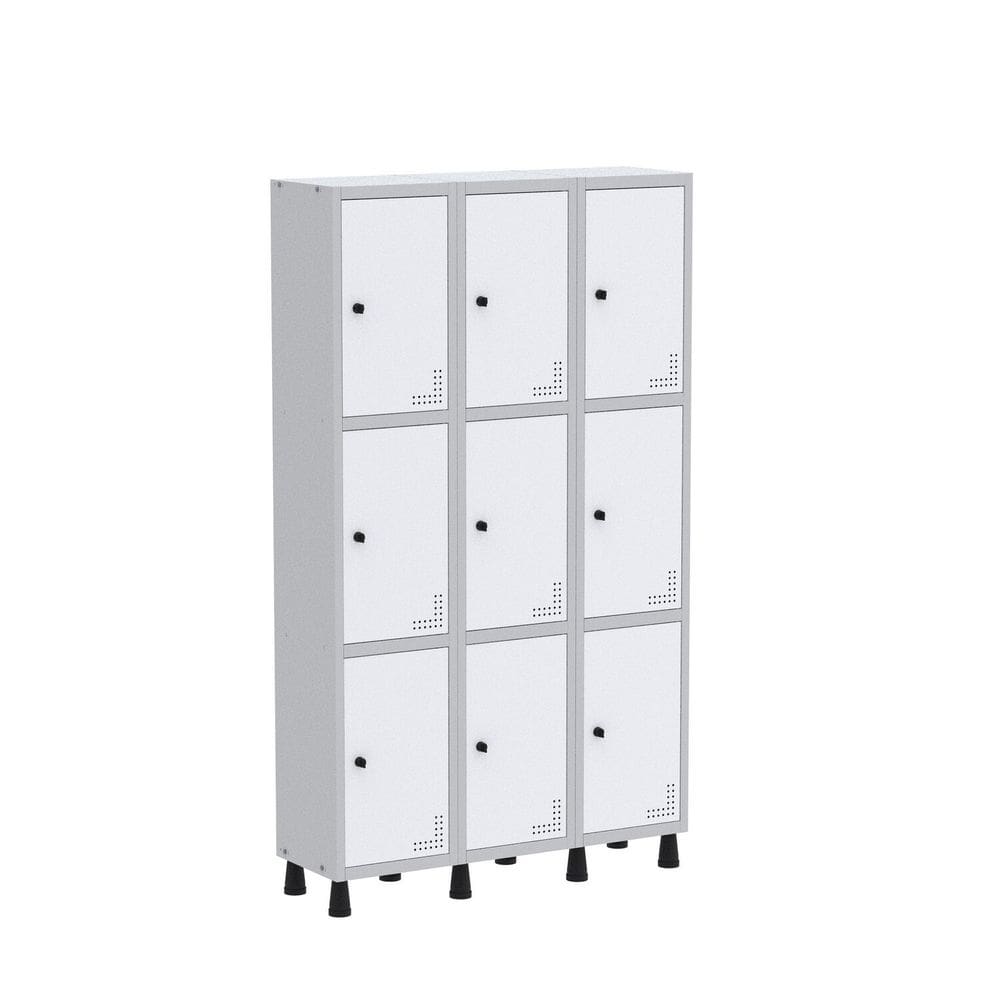 Roupeiro Aço Light 3v 09 Portas Gr303/9 Cinza/Branco