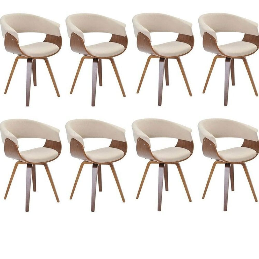 Conjunto com 8 Caderias para Sala de Jantar Betina Creme