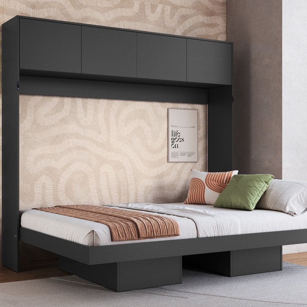 Cama Casal Articulável Horizontal com Portas 140 Hanover Grafite