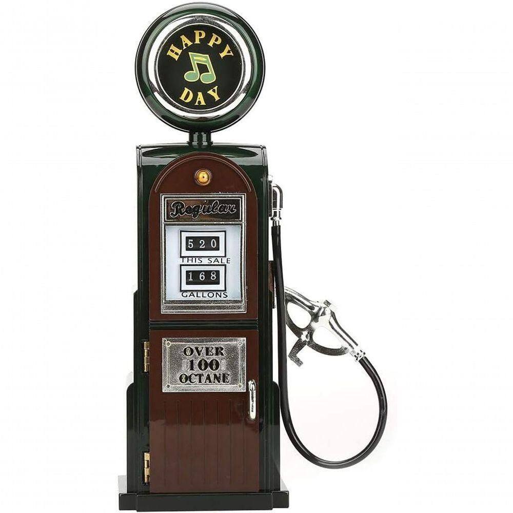 Caixa De Música Posto De Gasolina Decoração Verde 31cm