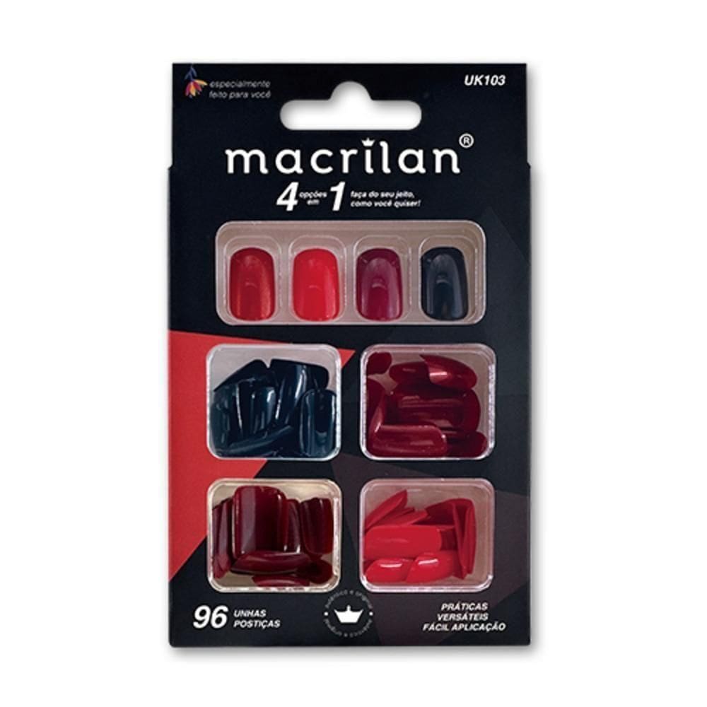 Macrilan Kit Unhas Médias 4 Cores C-96 Unidades Uk103