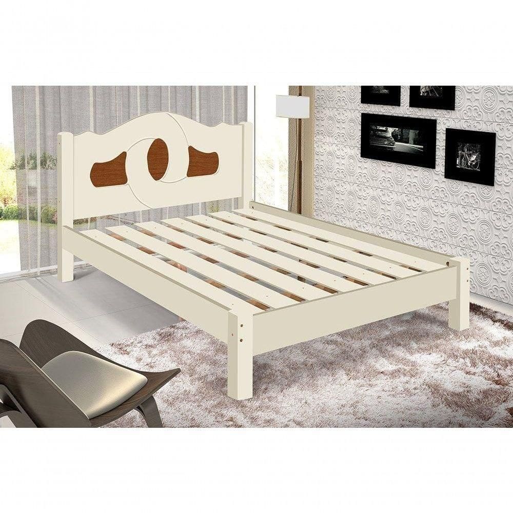 Cama Casal Siena Off White E Naturalle Carmolar