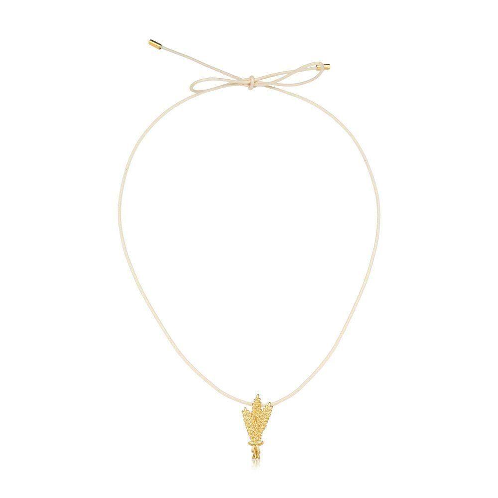 Cordão De Algodão Com Pingente Trigo Revestido Em Ouro