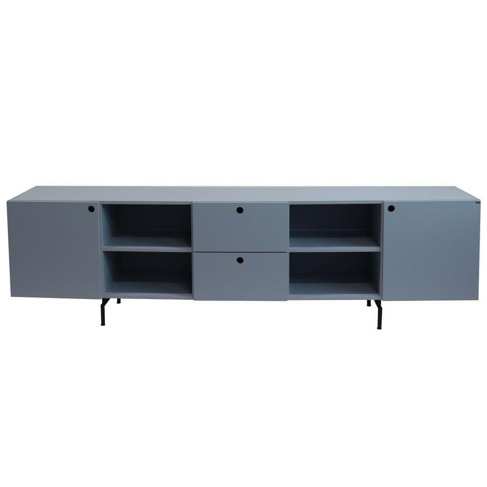 Rack Tube 2 Portas 2 Gavetas 2 Nichos 2200x616x417 Azul Sereno - Mdf Arauco