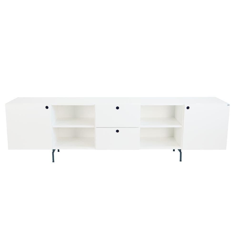 Rack Tube 2 Portas 2 Gavetas 2 Nichos 2200x616x417 Branco Real - Mdf Arauco