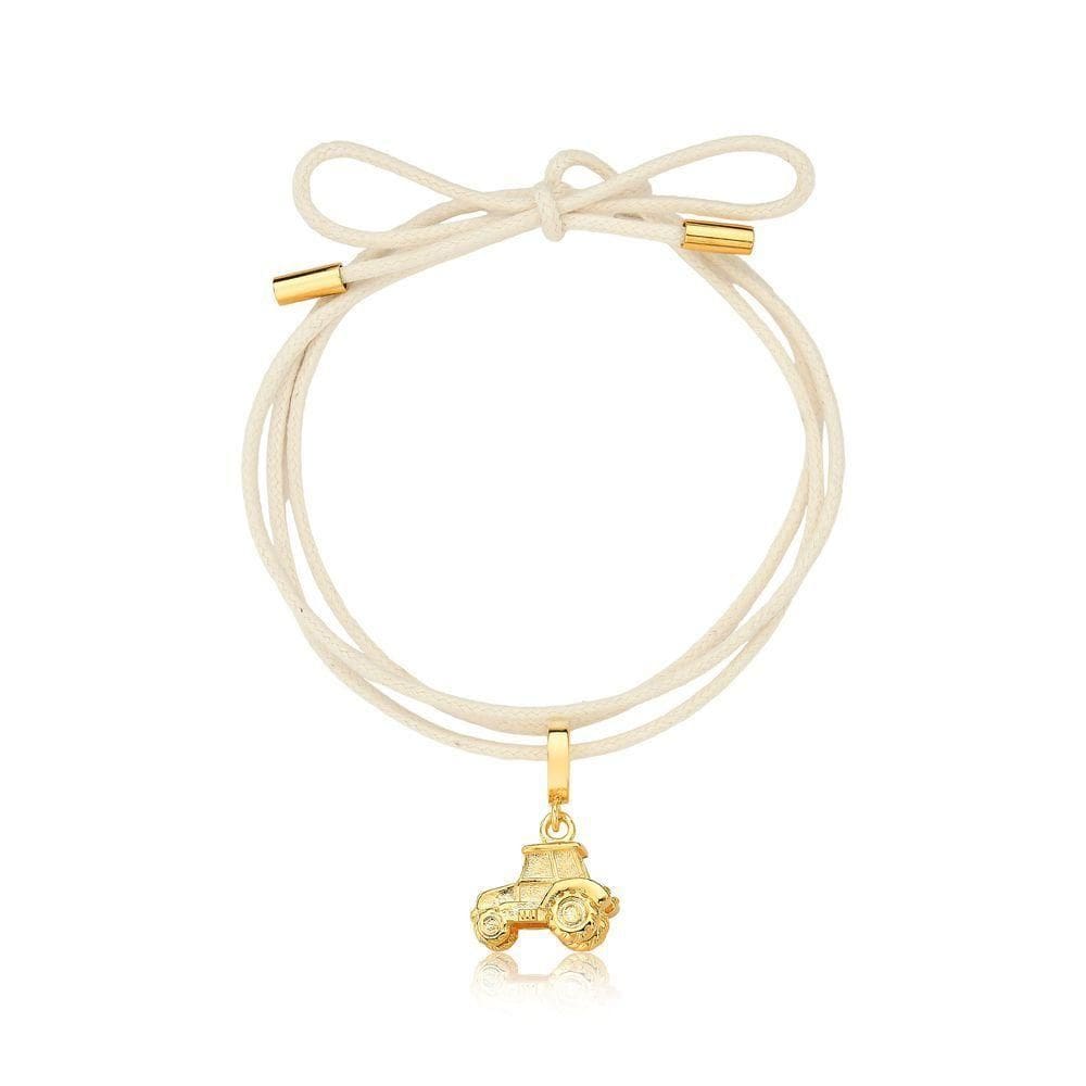 Cordão De Algodão Com Pingente Trator Revestido Em Ouro