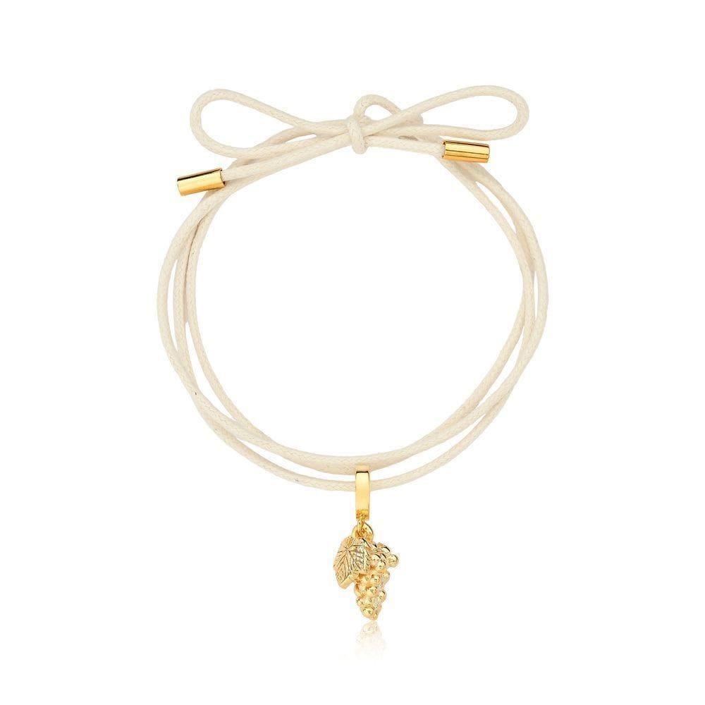 Cordão De Algodão Com Pingente Uva Revestido Em Ouro