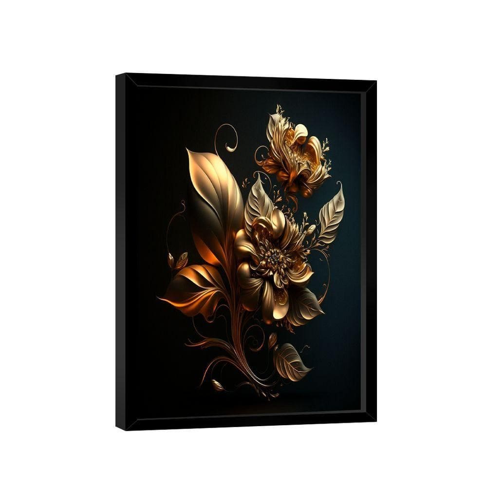 Quadro Flor Dourada 3d -- Br Artes