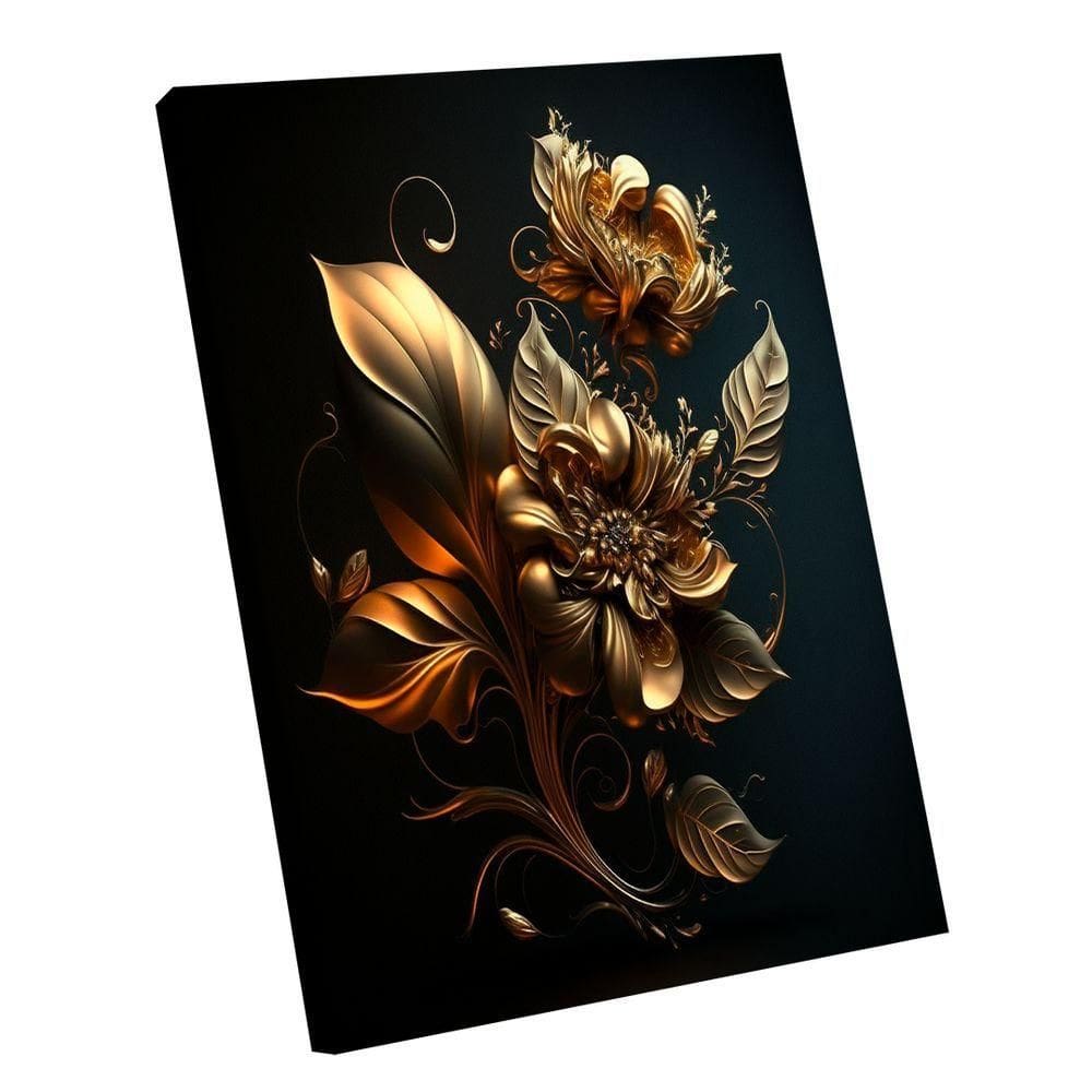 Quadro Flor Dourada 3d -- Br Artes