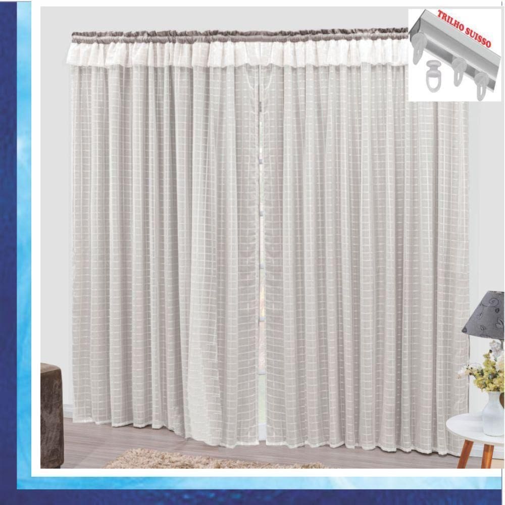 Cortina Romantic Semiblackout E Voal 2,00 X 1,70 Para Trilho Suisso - Palha
