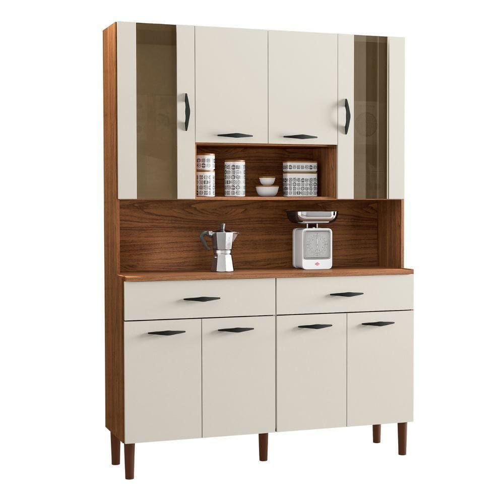 Armário De Cozinha Com 2 Gavetas Pisa Nogueira Off White